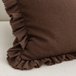 Hallie Dark Brown Ruffle Square Linen Blend Cushion Cover – fabric detail 3