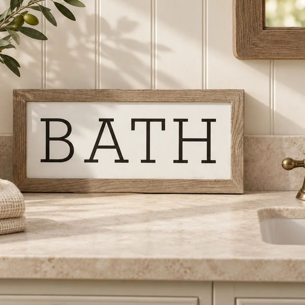 Brayden and Brooks Medium Rustic Oak Sign — Bath
