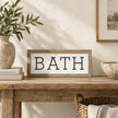 Brayden and Brooks Bath medium rustic oak sign, approximately 41 x 18 cm styled at true scale in a classic modern country interior, view 2.