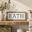 Brayden and Brooks Bath medium rustic oak sign, approximately 41 x 18 cm styled at true scale in a classic modern country interior, view 4.