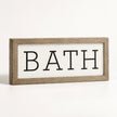 Brayden and Brooks Bath medium rustic oak sign, approximately 41 x 18 cm, angled studio view on white.