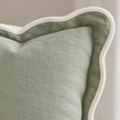 Chloe Sage Green And Cream Square Scalloped Edge Cushion Cover – fabric detail 1