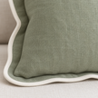Chloe Sage Green And Cream Square Scalloped Edge Cushion Cover – fabric detail 3