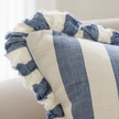 Hallie Blue And White Wide Stripe Luxury Cotton Blend Cushion Cover – fabric detail 1