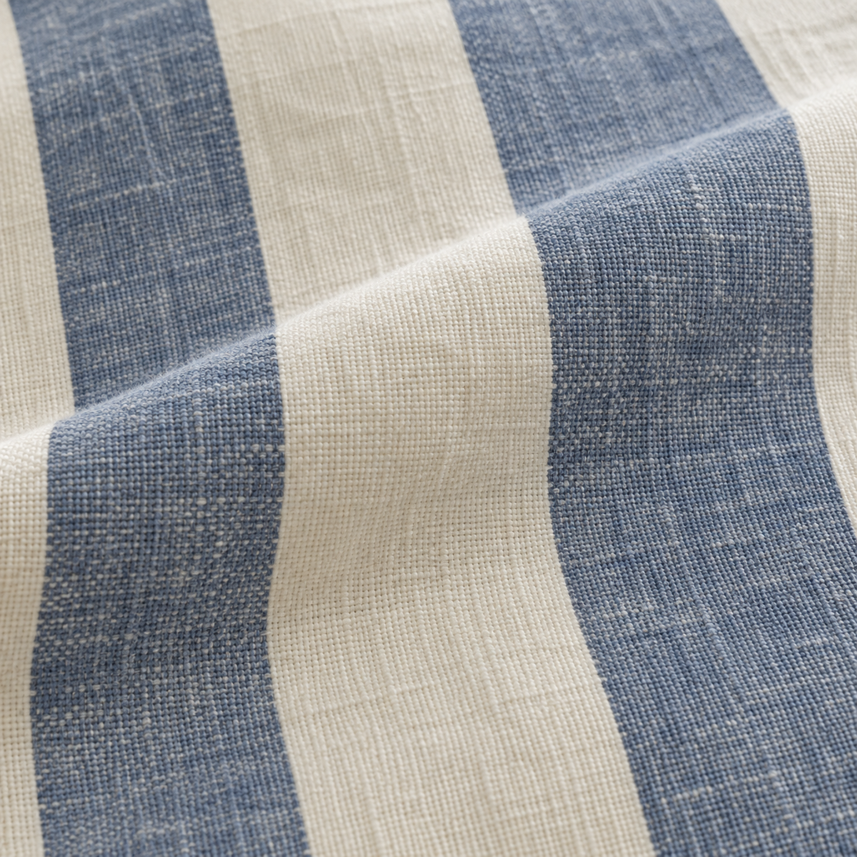 Hallie Blue And White Wide Stripe Luxury Cotton Blend Cushion Cover – fabric detail 2