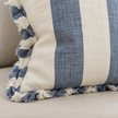 Hallie Blue And White Wide Stripe Luxury Cotton Blend Cushion Cover – fabric detail 3