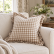 Hallie Coffee Brown Square Gingham Cushion Cover – styled view 1
