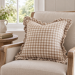 Hallie Coffee Brown Square Gingham Cushion Cover – styled view 2