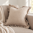 Hallie Coffee Brown Square Gingham Cushion Cover – styled view 3