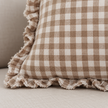 Hallie Coffee Brown Square Gingham Cushion Cover – fabric detail 3