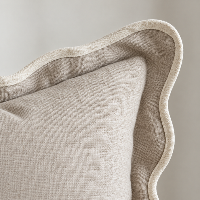 Chloe Beige And Cream Scalloped Edge Cushion Cover – fabric detail 1