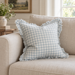 Hallie Ocean Blue Square Gingham Cushion Cover – styled view 1