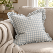 Hallie Ocean Blue Square Gingham Cushion Cover – styled view 3