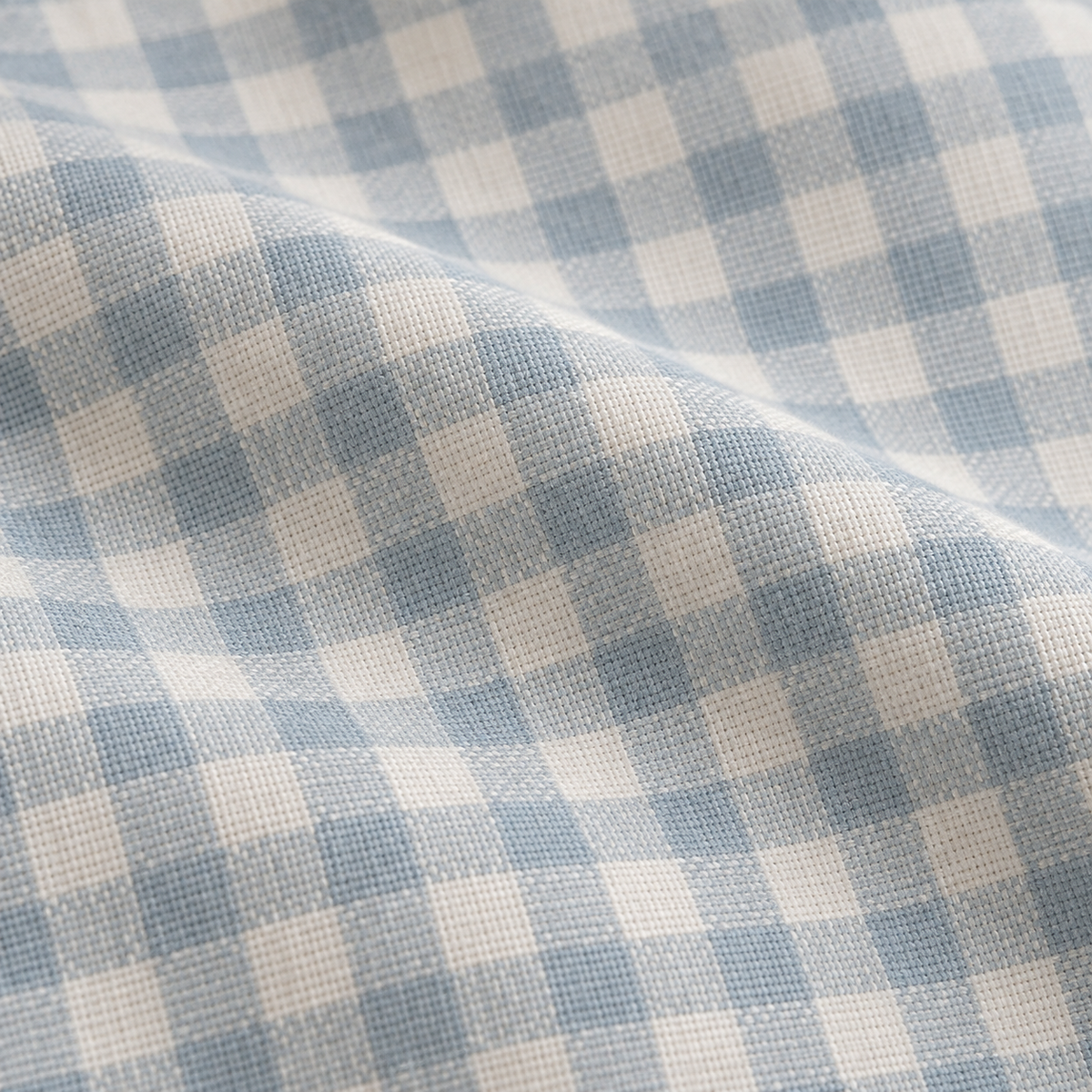 Hallie Ocean Blue Square Gingham Cushion Cover – fabric detail 2