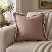 Chloe Dusty Pink Square Scalloped Cushion Cover – styled view 3