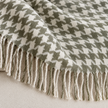 Olive Green Houndstooth Blanket Throw – fabric detail 3