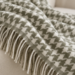Olive Green Houndstooth Blanket Throw – fabric detail 4