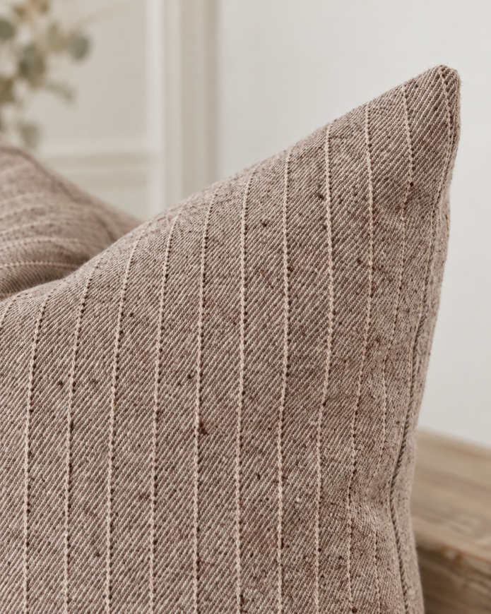 Eva Beige Stripped Cushion Cover – fabric detail 1