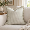 Hallie Olive Green Pinstripe Cushion Cover — styled view 1