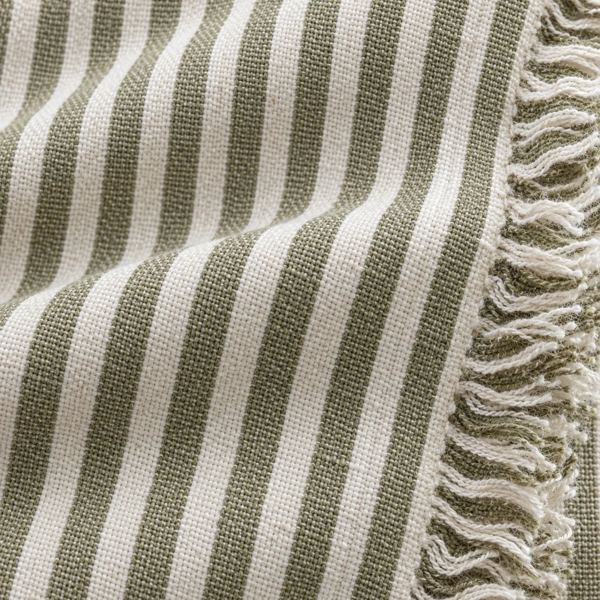 Hallie Olive Green Pinstripe Cushion Cover — fabric detail 2