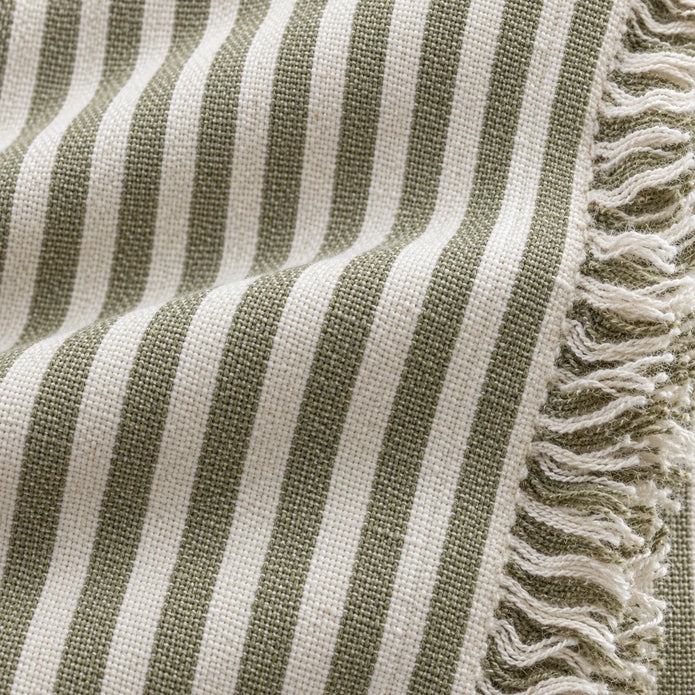 Hallie Olive Green Pinstripe Cushion Cover — fabric detail 2