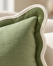 Chloe Sage Green And Cream Rectangle Scalloped Edge Cushion Cover — fabric detail 1