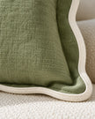 Chloe Sage Green And Cream Rectangle Scalloped Edge Cushion Cover — fabric detail 3