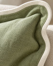 Chloe Sage Green And Cream Rectangle Scalloped Edge Cushion Cover — fabric detail 4
