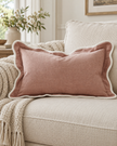 Chloe Dusty Pink Rectangle Scalloped Cushion Cover — styled view 3
