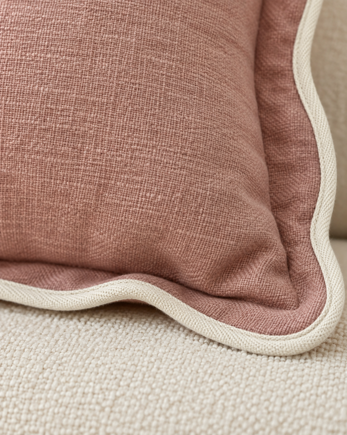Chloe Dusty Pink Rectangle Scalloped Cushion Cover — fabric detail 3