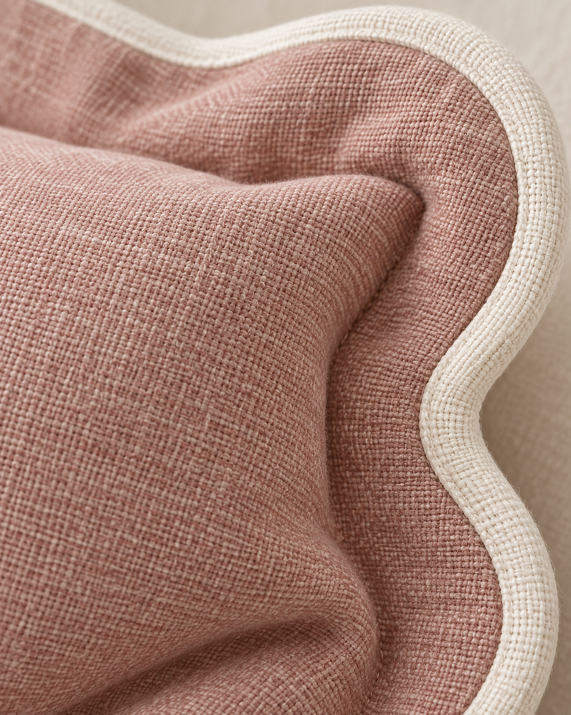 Chloe Dusty Pink Rectangle Scalloped Cushion Cover — fabric detail 4