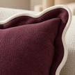 Chloe Burgundy Square Plum And Cream Scalloped Cushion Cover — fabric detail 1