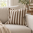 Chloe Brown Square Stripe Scalloped Cushion Cover — styled view 1