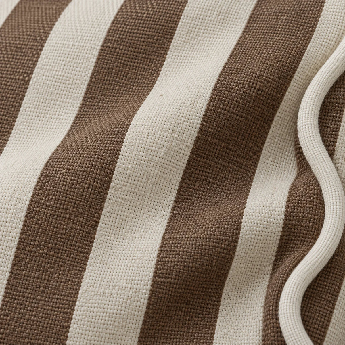 Chloe Brown Square Stripe Scalloped Cushion Cover — fabric detail 2