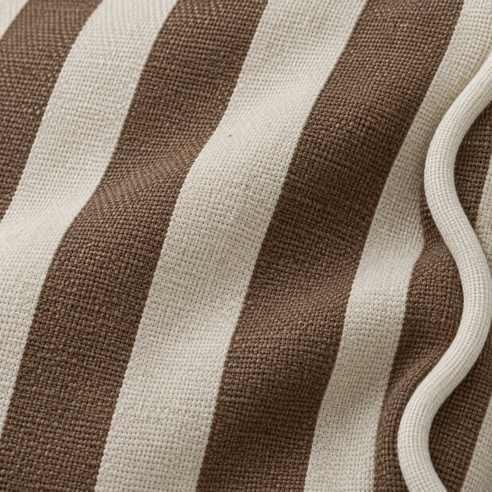 Chloe Brown Square Stripe Scalloped Cushion Cover — fabric detail 2