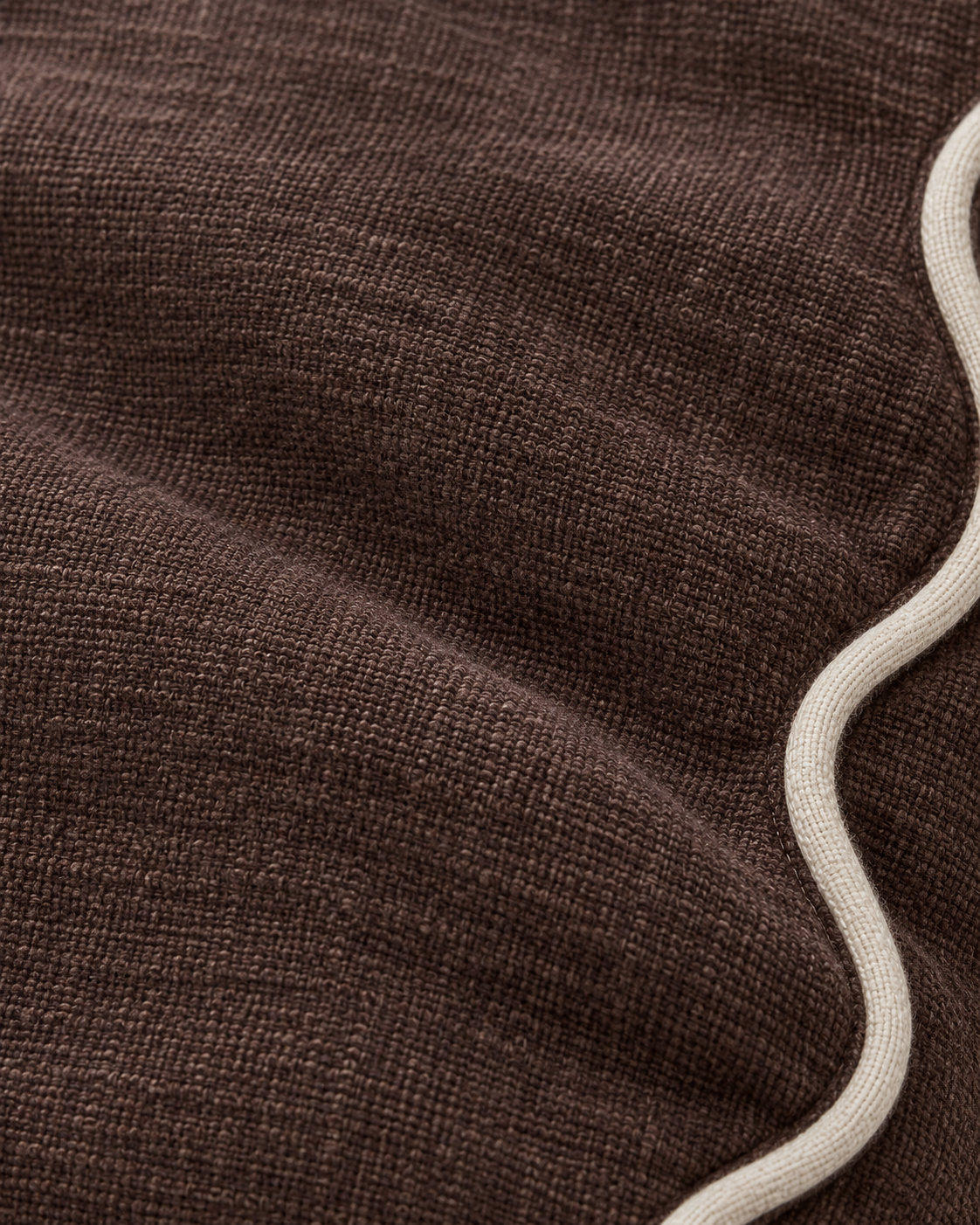 Chloe Chocolate Brown Square Scalloped Cushion Cover — fabric detail 2