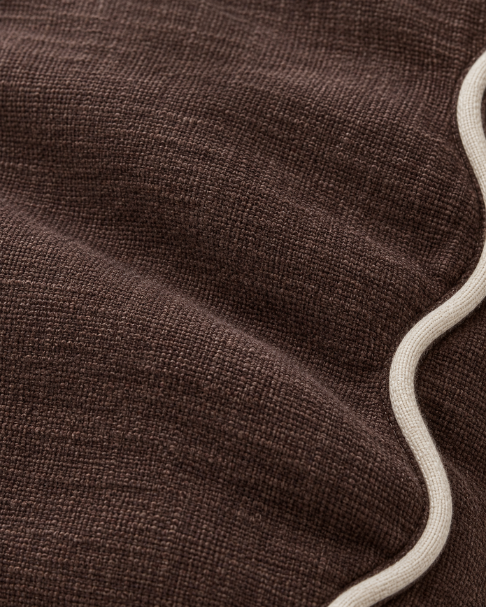 Chloe Chocolate Brown Square Scalloped Cushion Cover — fabric detail 2