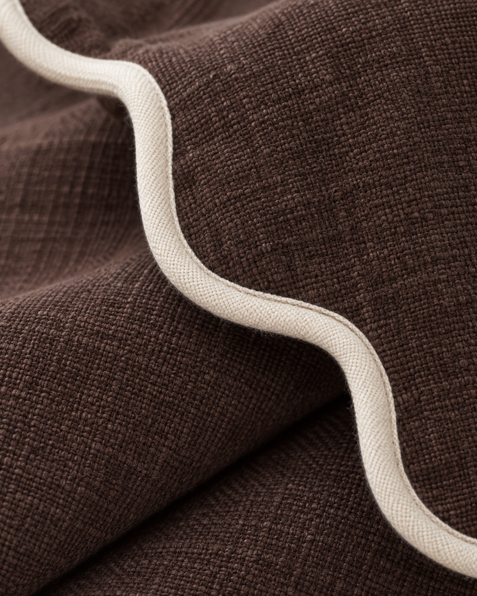 Chloe Chocolate Brown Square Scalloped Cushion Cover — fabric detail 4