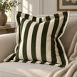 Orla Olive Green Stripe Cushion Cover — styled view 1
