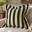 Orla Olive Green Stripe Cushion Cover — styled view 2