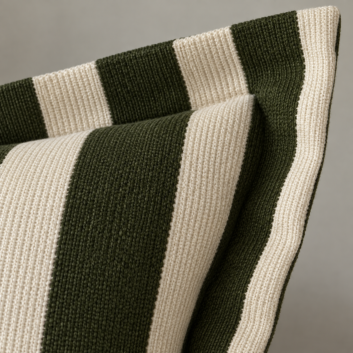 Orla Olive Green Stripe Cushion Cover — fabric detail 1