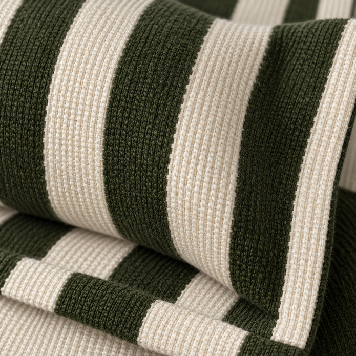 Orla Olive Green Stripe Cushion Cover — fabric detail 4