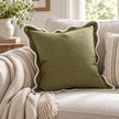 Chloe Olive Green Square Scalloped Edge Cushion Cover — styled view 3