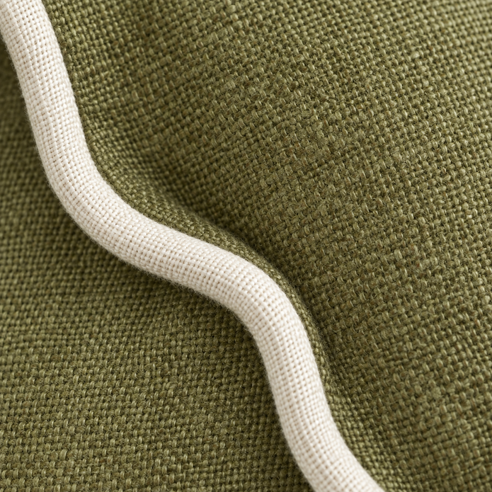 Chloe Olive Green Square Scalloped Edge Cushion Cover — fabric detail 2