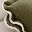 Chloe Olive Green Square Scalloped Edge Cushion Cover — fabric detail 4