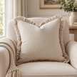 Grace Beige Square Ruffle Cushion Cover — styled view 2