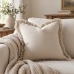 Grace Beige Square Ruffle Cushion Cover — styled view 3