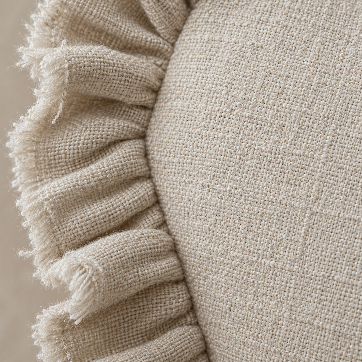 Grace Beige Square Ruffle Cushion Cover — fabric detail 2
