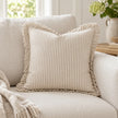 Hallie Light Brown Pinstripe Square Cushion Cover — styled view 1