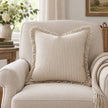 Hallie Light Brown Pinstripe Square Cushion Cover — styled view 2